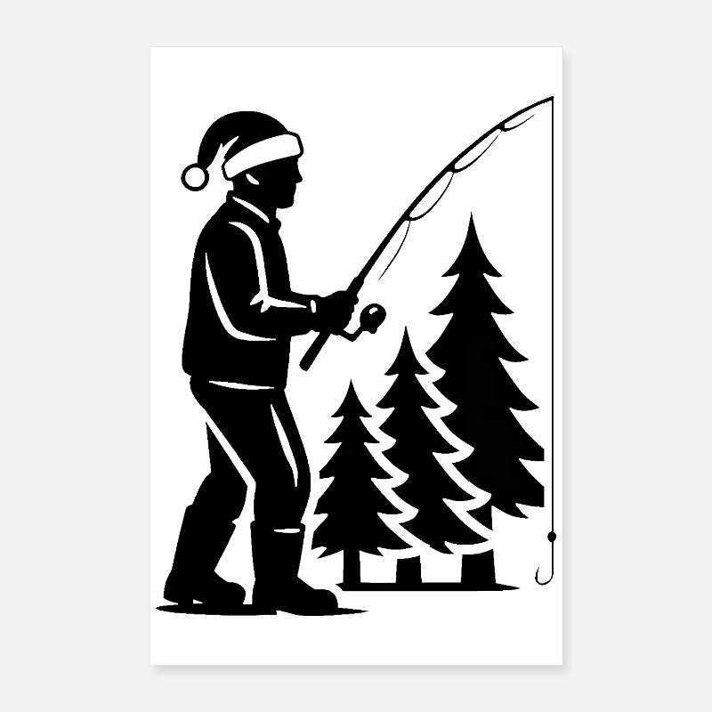 Angler Christmas Forest Night Poster 16" x 24" (40x60 cm)