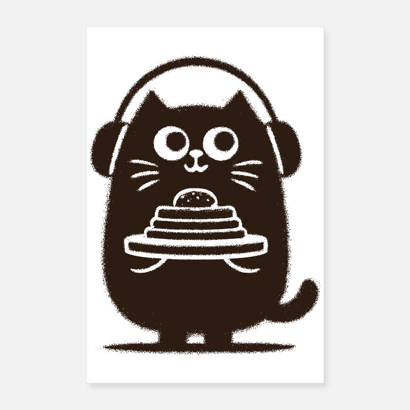 KatzenDJ mit Pfannkuchen Poster 40x60 cm