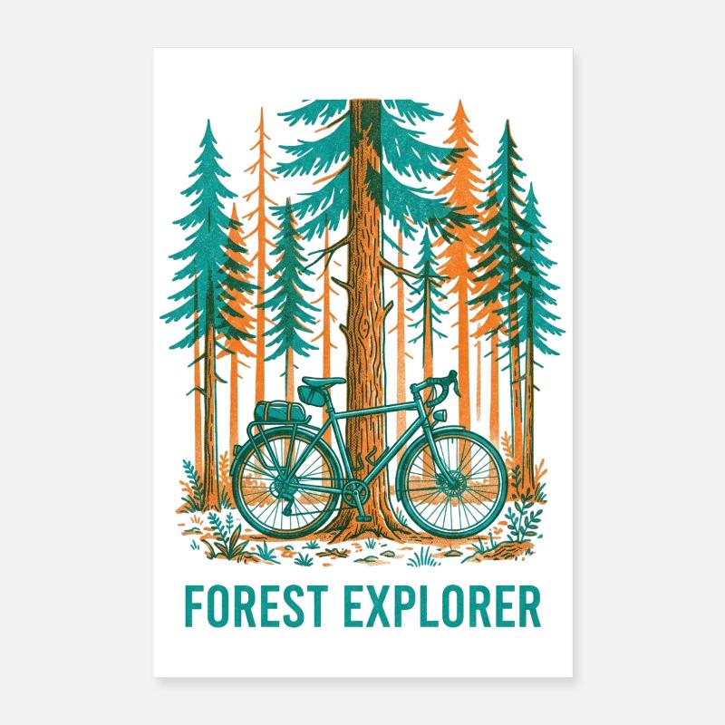 Art vélo Risograph Forest Explorer Poster 40 x 60 cm