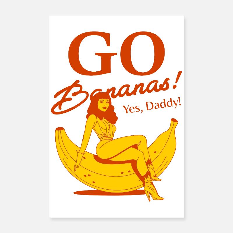 Mädchen auf einer banane Poster 40x60 cm