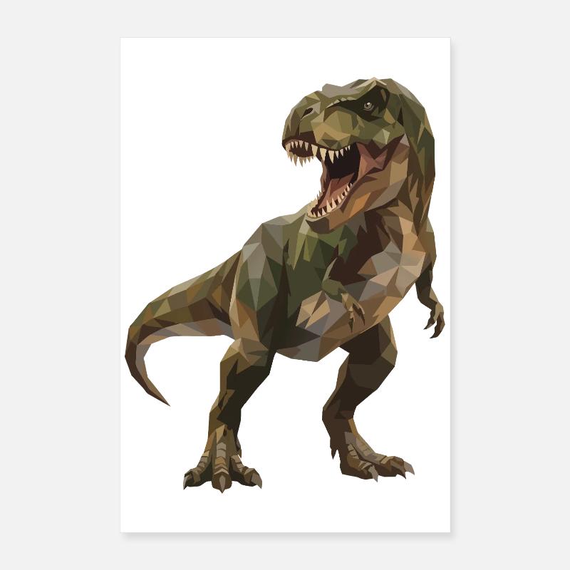 Geometrischer grüner T-Rex Low Poly Tarnmuster Poster 40x60 cm