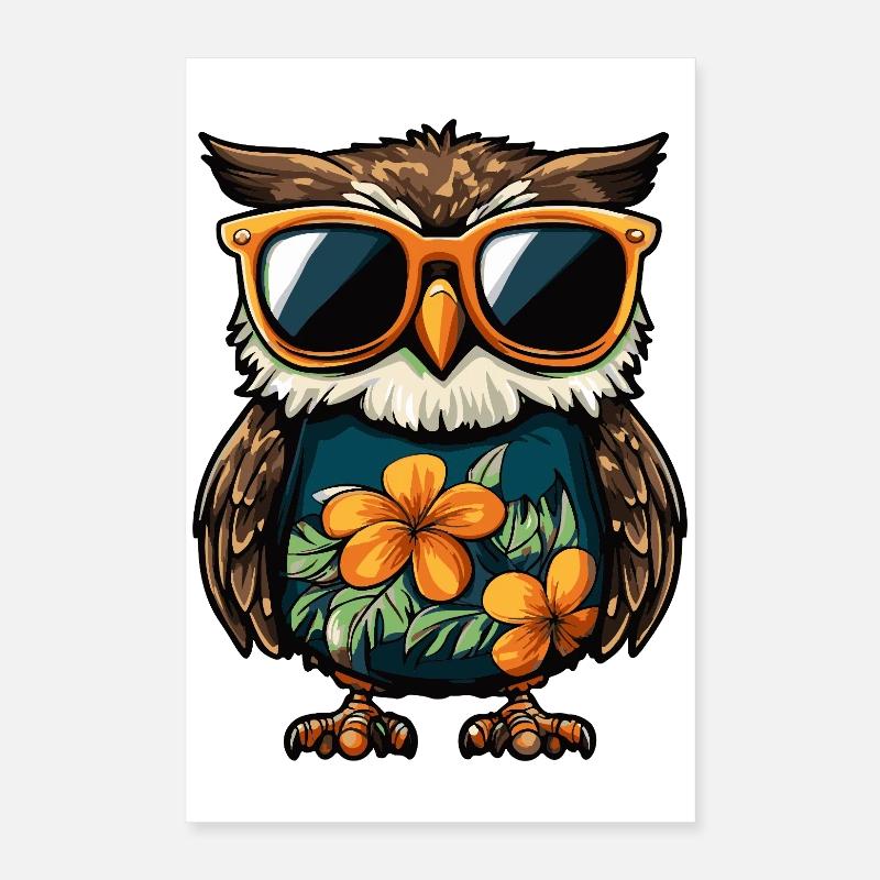 Eule Comic Urlaub Poster 40x60 cm