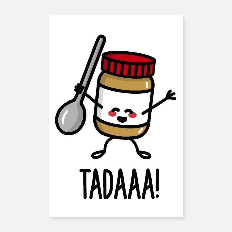 Tadaaa! Happy peanut butter with spoon Poster 16" x 24" (40x60 cm)