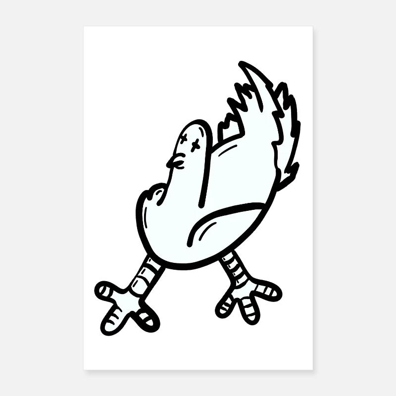 Imprimé poulet dessin animé expressif Poster 40 x 60 cm
