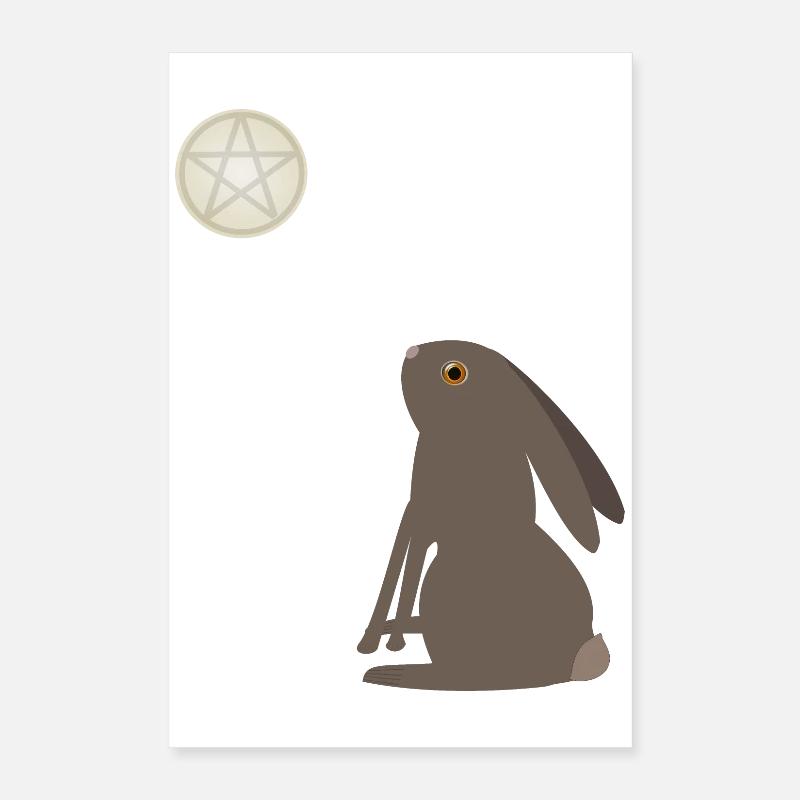 Magical Wiccan Hare and Pentacle Moon Poster 16" x 24" (40x60 cm)