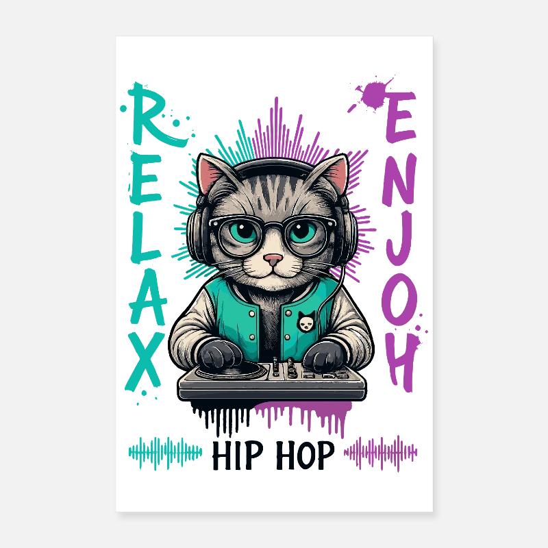 CatDJ Hip-Hop Splash Poster 16" x 24" (40x60 cm)