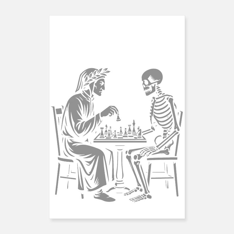 Partie d’échecs Dante et Skeleton Poster 40 x 60 cm