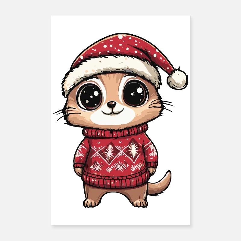 Noël de Noël suricate Poster 40 x 60 cm