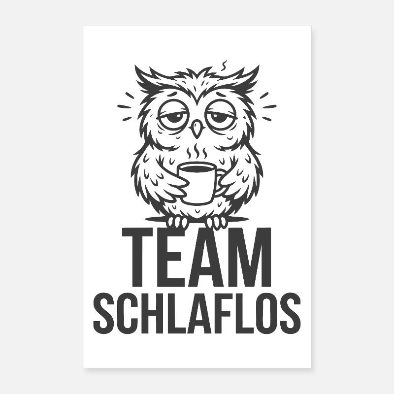 Team Schlaflos – Müde Eule Poster 40x60 cm