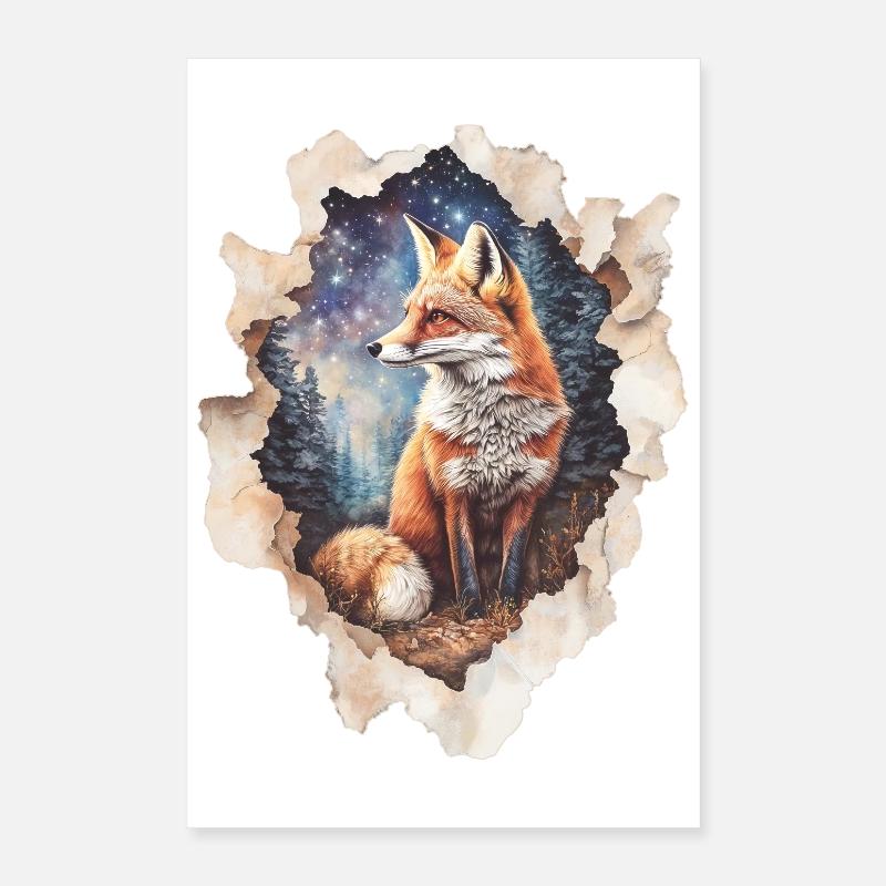 Fuchs Sternenhimmel Poster 40x60 cm