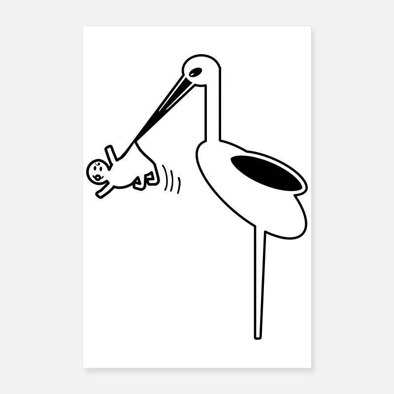 Storch mit Baby Hebamme, Klapperstorch Geburt Poster 40x60 cm