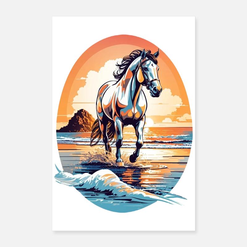 Cheval sur la plage Poster 40 x 60 cm