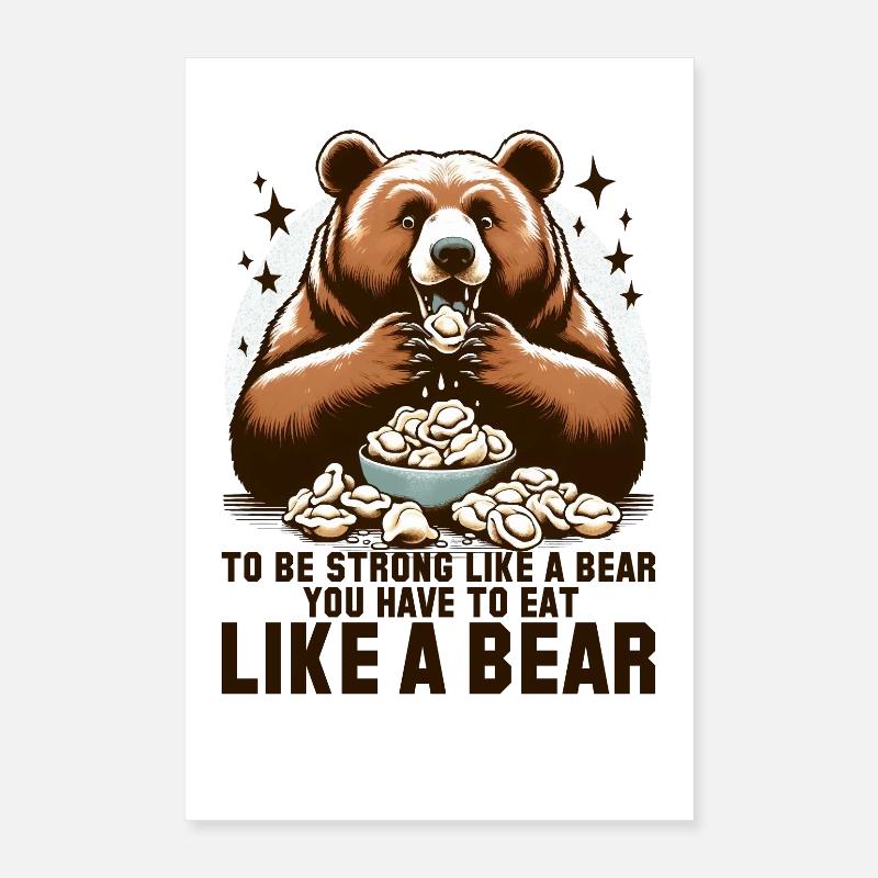 Pelmeni Bär stark Geschenk Poster 40x60 cm