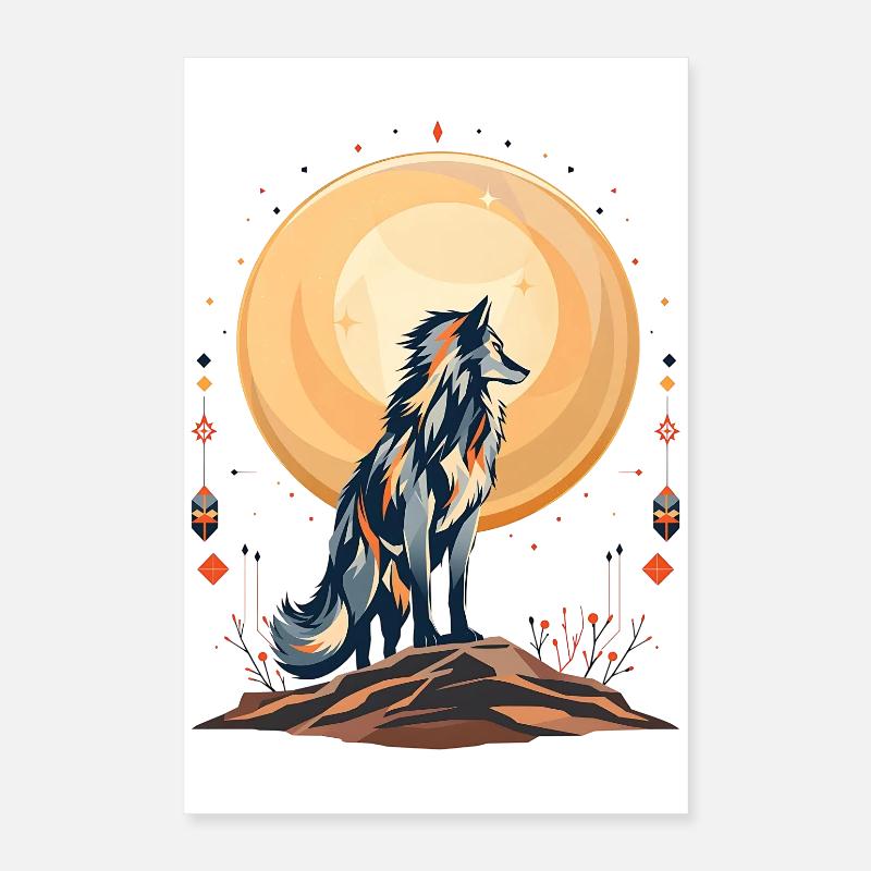 Boho Wolf Poster 40x60 cm