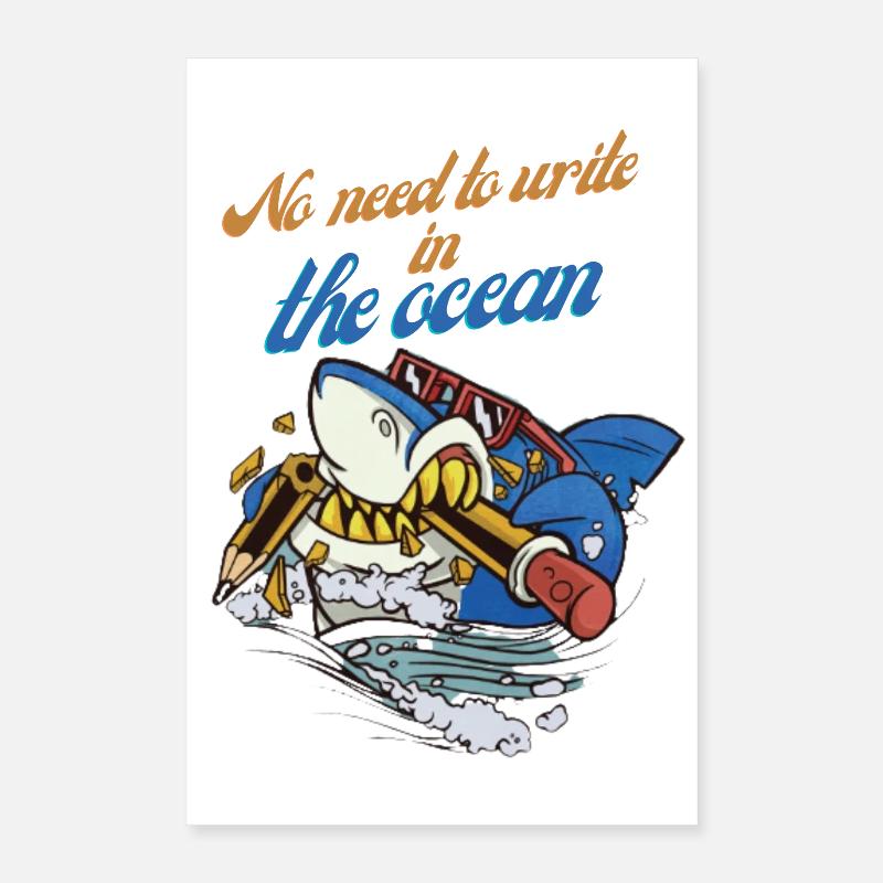 Le requin crayon dans l’aventure océanique Poster 40 x 60 cm