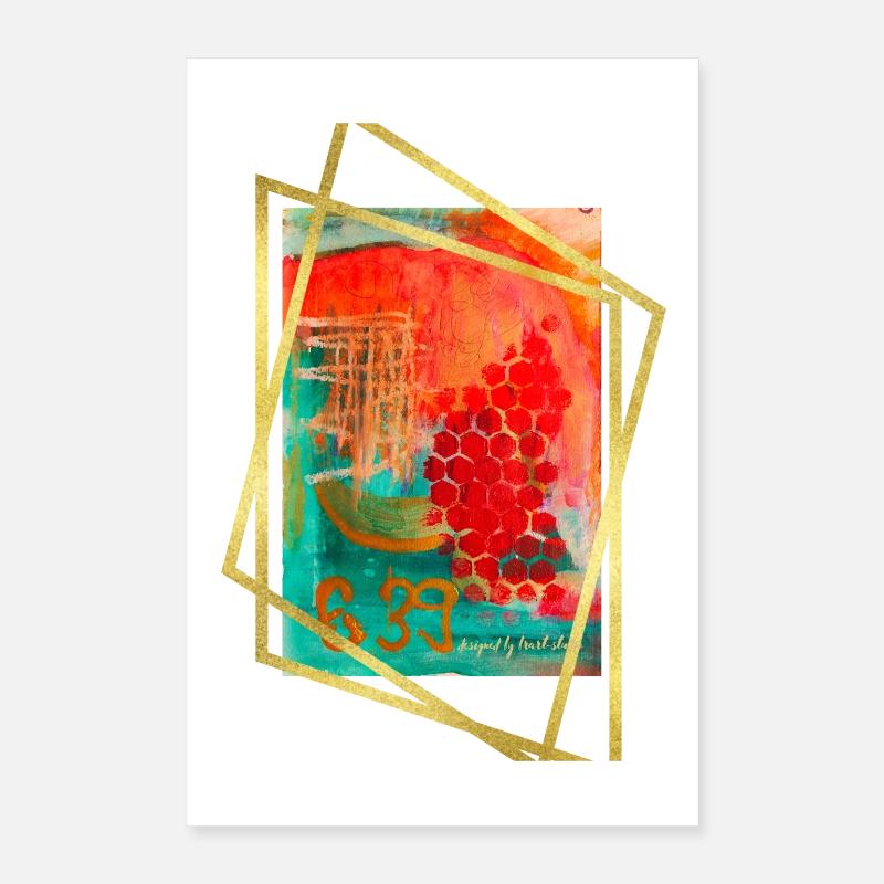 Abstrakte Verschmelzung mit lebendigen Sechsecken Poster 40x60 cm