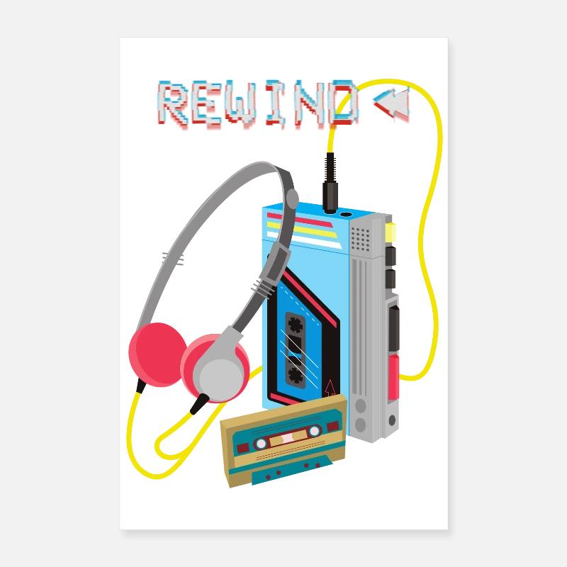 Conception de cassette de rembobinage de musique rétro Poster 40 x 60 cm