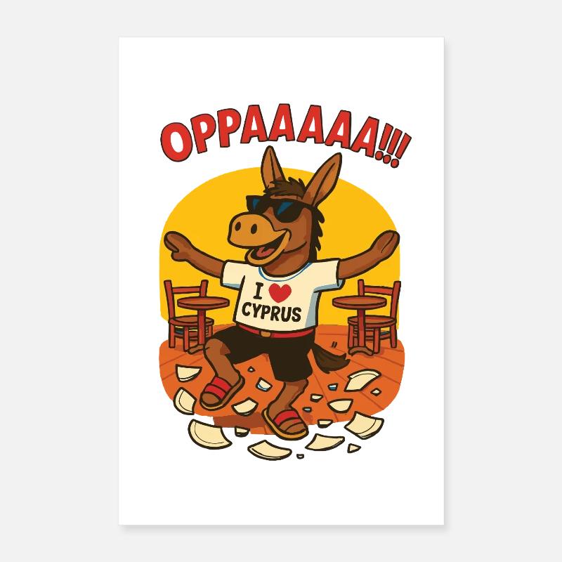 Drôle d’âne avec des inscriptions chypriotes Poster 40 x 60 cm