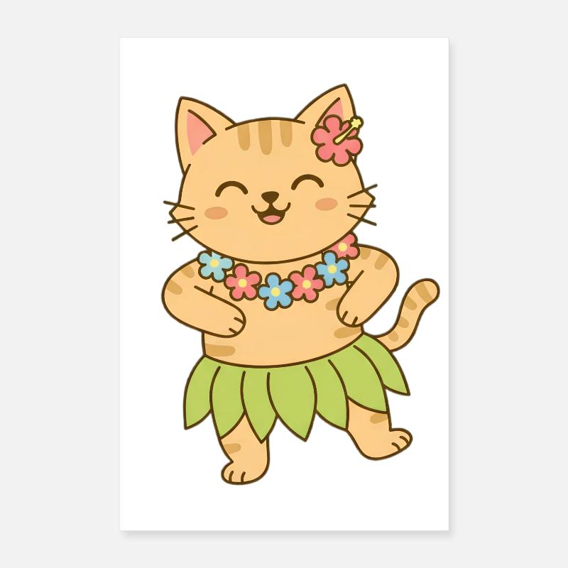 Cat in Hawaii Poster 16" x 24" (40x60 cm)