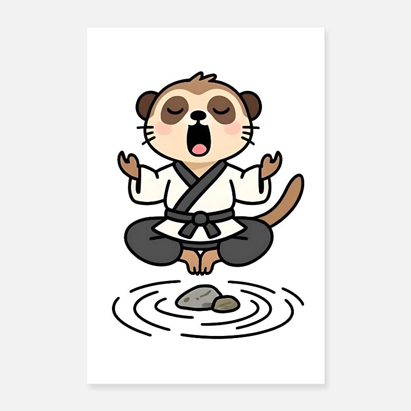 Erdmännchen in einem meditativen Zen-Kimono Poster 40x60 cm
