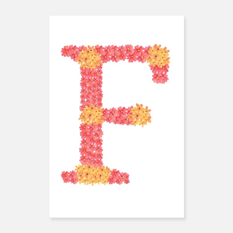 Dein Initial "F" mit Blüten  Poster 40x60 cm