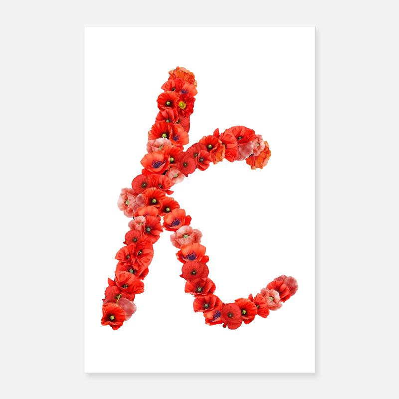 Initiale K faite de pavots Poster 40 x 60 cm
