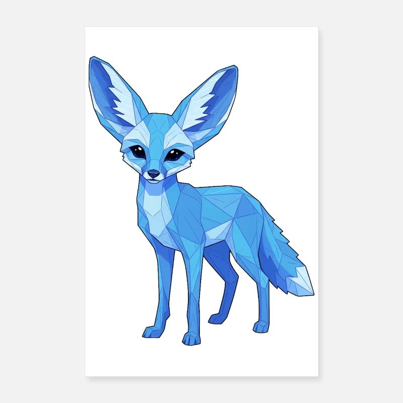 Blue Geometry Fox Poster 16" x 24" (40x60 cm)