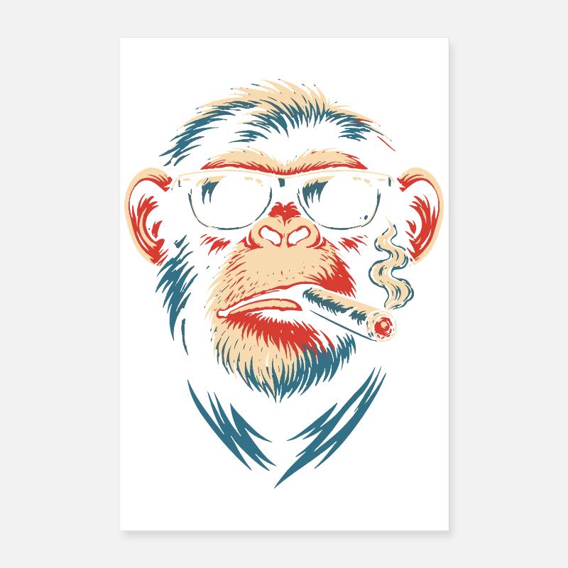 Sunglasses Smoking Monkey Poster 16" x 24" (40x60 cm)
