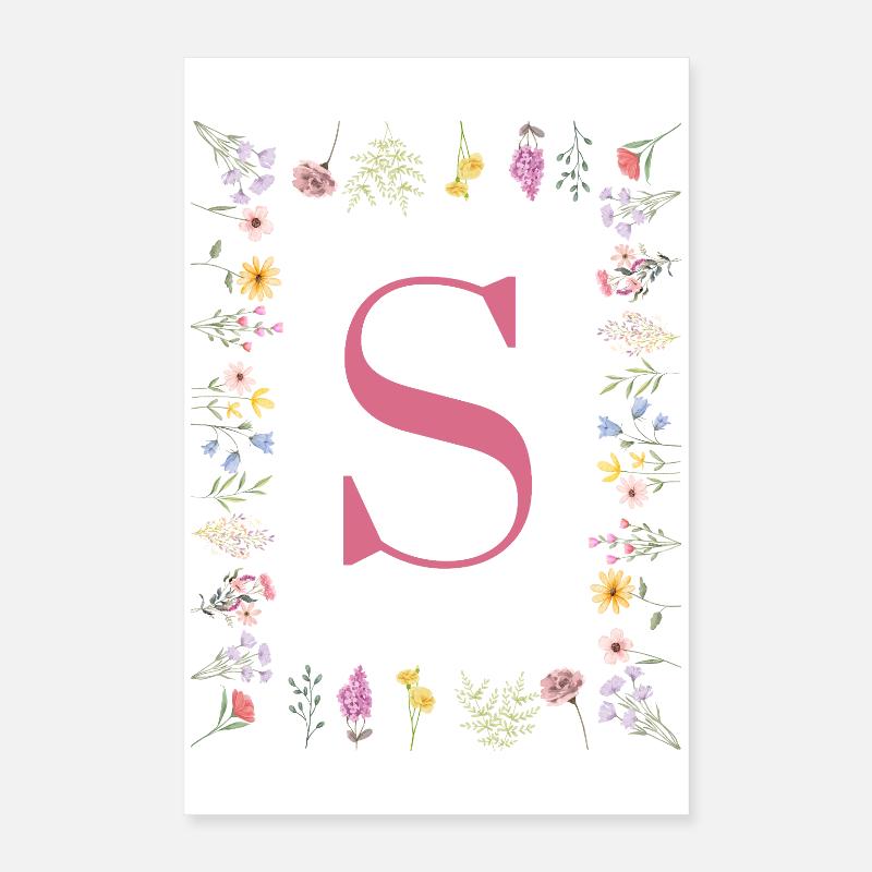 Initial S Blumenmonogramm Poster 40x60 cm