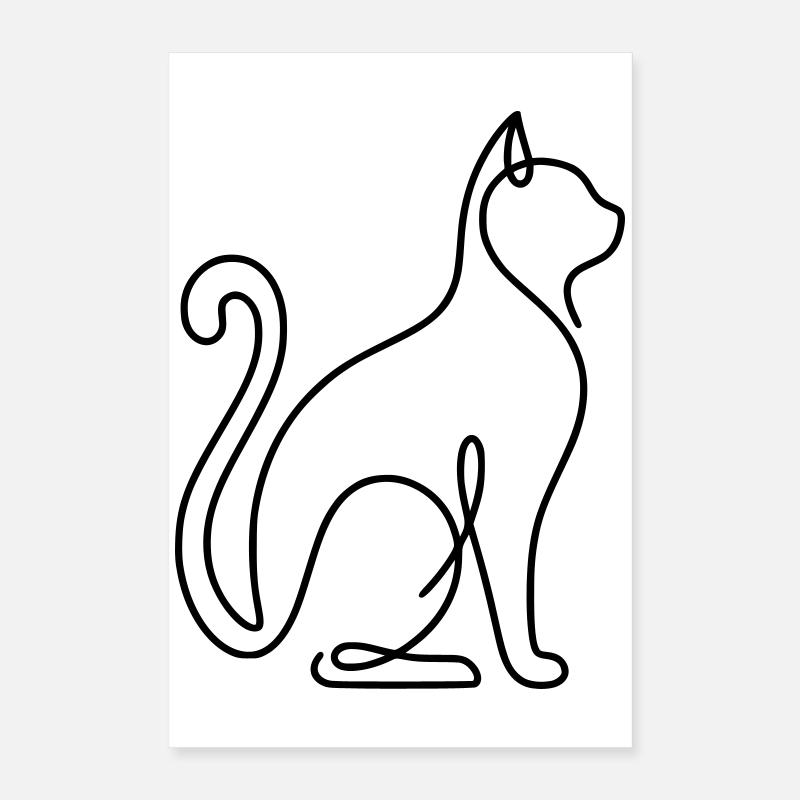 Chat minimaliste en ligne continue Poster 40 x 60 cm