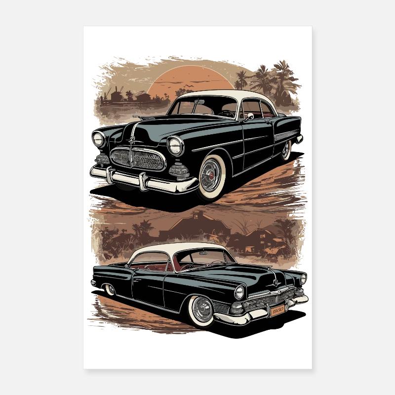 Voitures de collection 1950 Poster 40 x 60 cm
