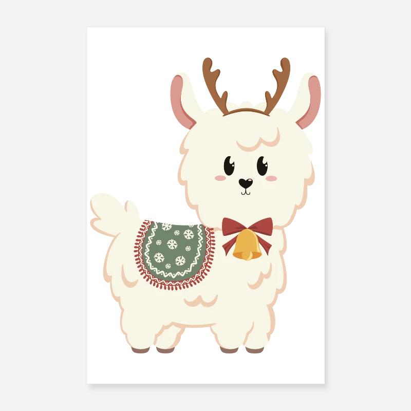 White alpaca for Christmas Poster 16" x 24" (40x60 cm)