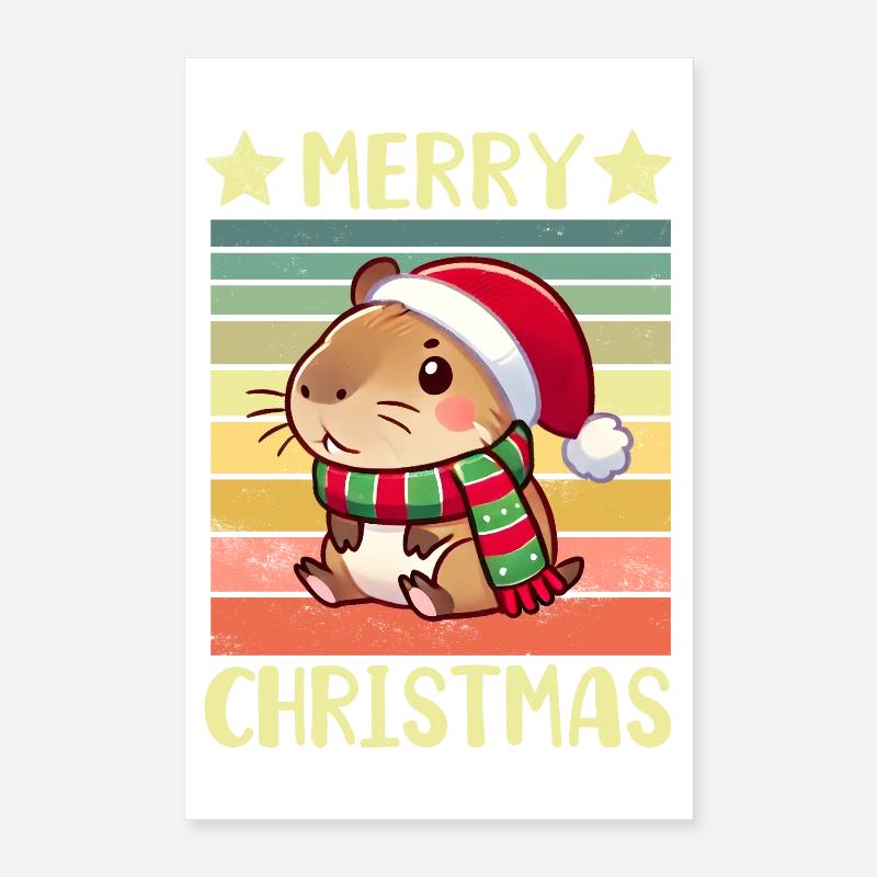 Noël de Capybara Poster 40 x 60 cm