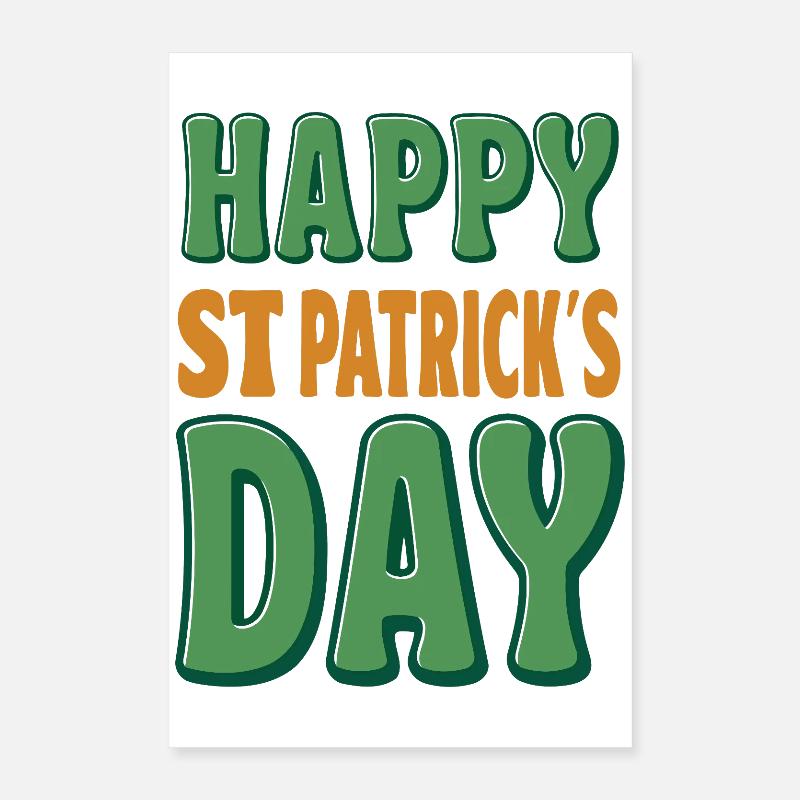 Joyeux Saint-Patrick Vert Orange Poster 40 x 60 cm