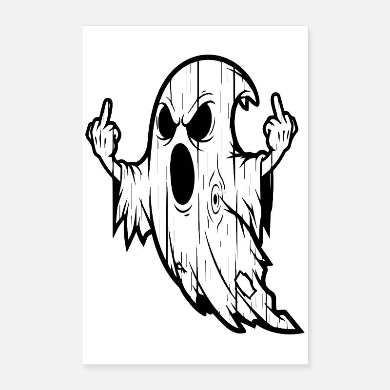 Ghost with Middle Finger Gesture Poster 16" x 24" (40x60 cm)