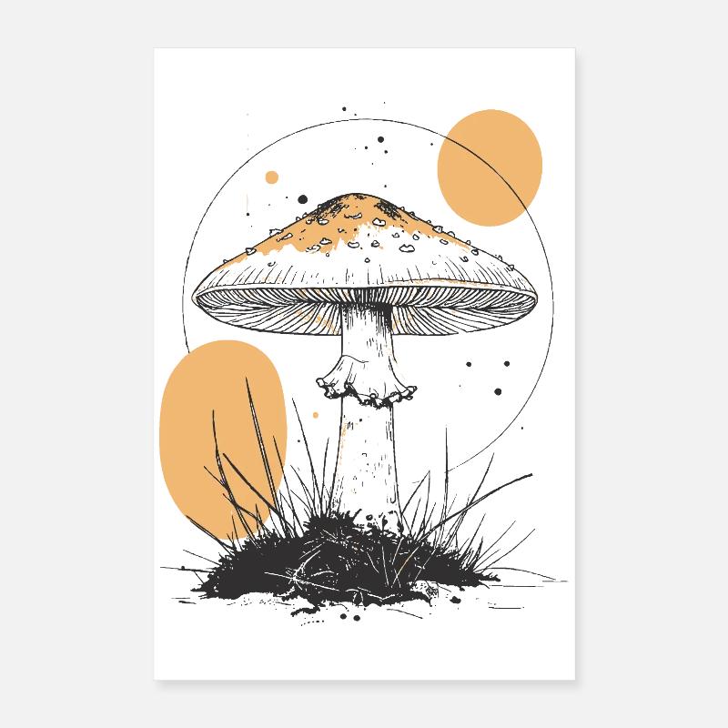 Moonlight Forest Mushroom Silhouette Poster 16" x 24" (40x60 cm)