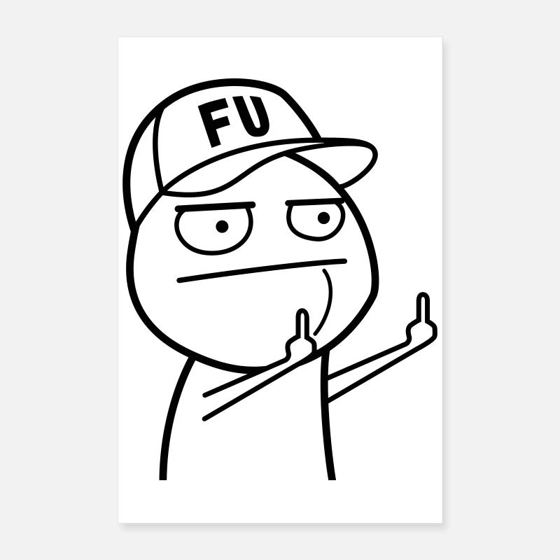 FU Meme avec casquette de baseball (les couleurs peuvent être changées) Poster 40 x 60 cm