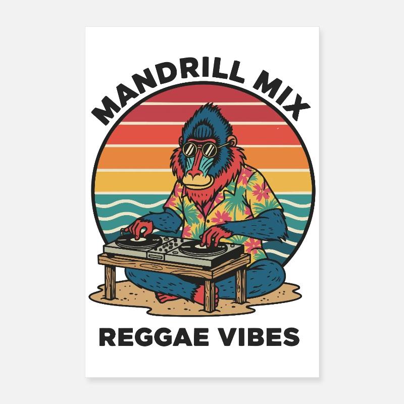 Mandrill DJ Reggae Vibes Retro Poster 40x60 cm