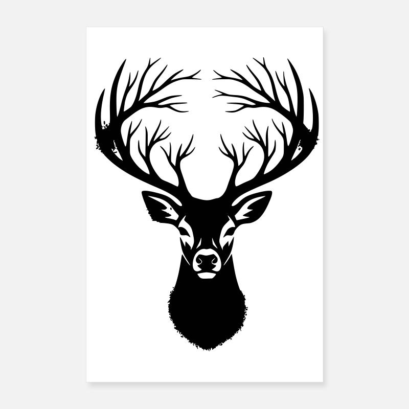 Silhouette de bois de cerf tête de cerf Poster 40 x 60 cm