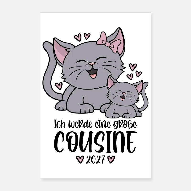 Ich werde eine große Cousine 2027 Kätzchen Poster 40x60 cm