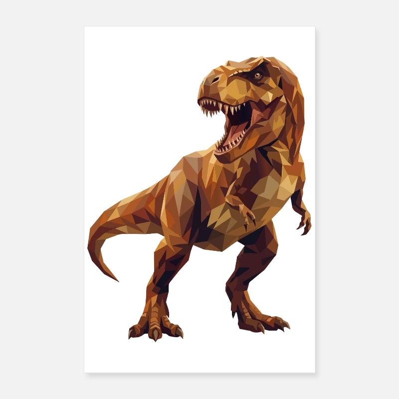 Tonalités terrestres low poly Geometric T-Rex Dinosaur Poster 40 x 60 cm