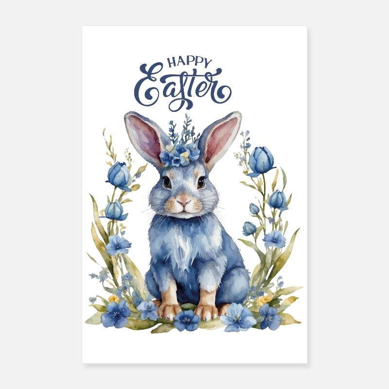 Teal Easter Bunny with Congratulations Poster 16" x 24" (40x60 cm)