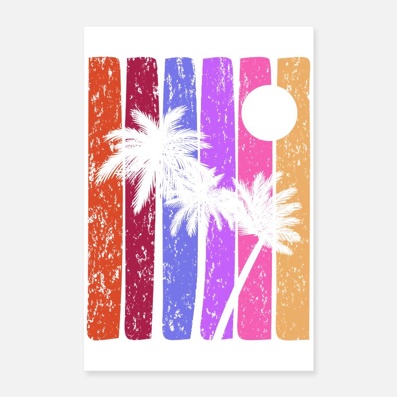 Rayures tropicales coucher de soleil Poster 40 x 60 cm