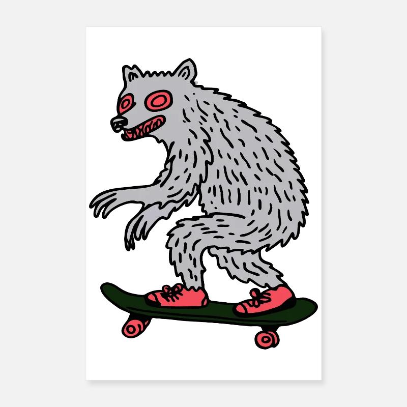 Moonlit Werewolf Skateboarder Poster 16" x 24" (40x60 cm)