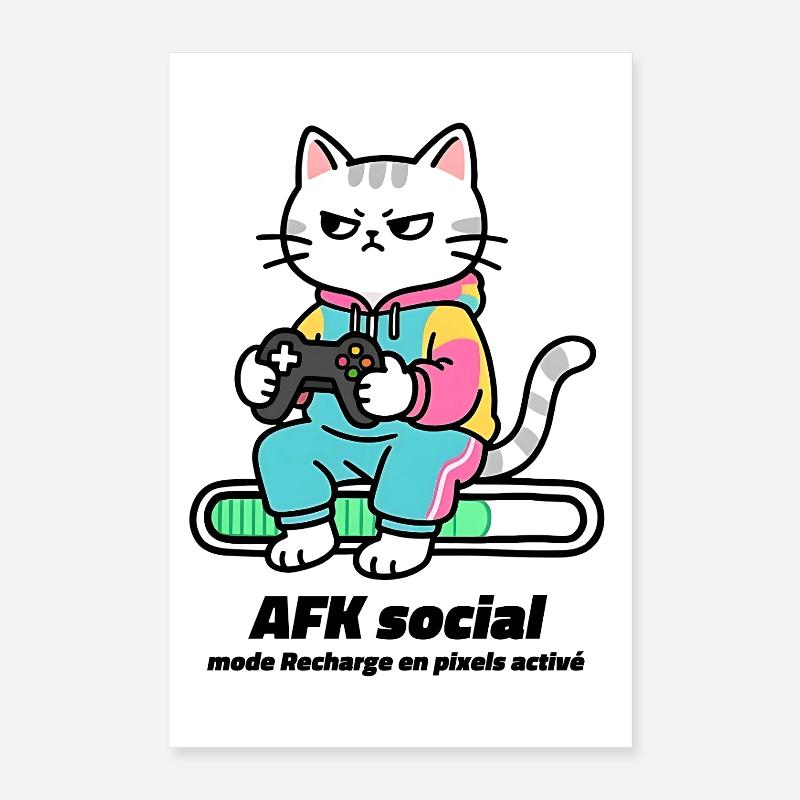 Gamer AFK Social, pixel charging mode enabled Poster 16" x 24" (40x60 cm)