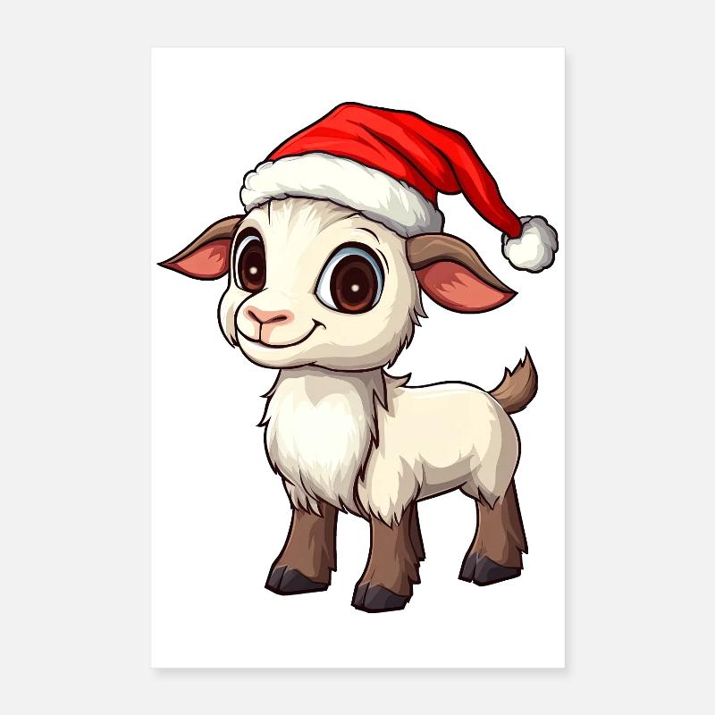 Chèvres Noël / Chèvre du Père Noël Poster 40 x 60 cm