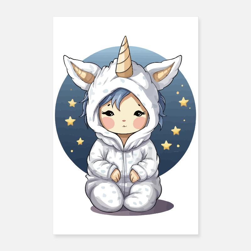 Kuhicorn Silhouette câline dans un sweat à capuche Pullover de la Nuit Étoilée Poster 40 x 60 cm