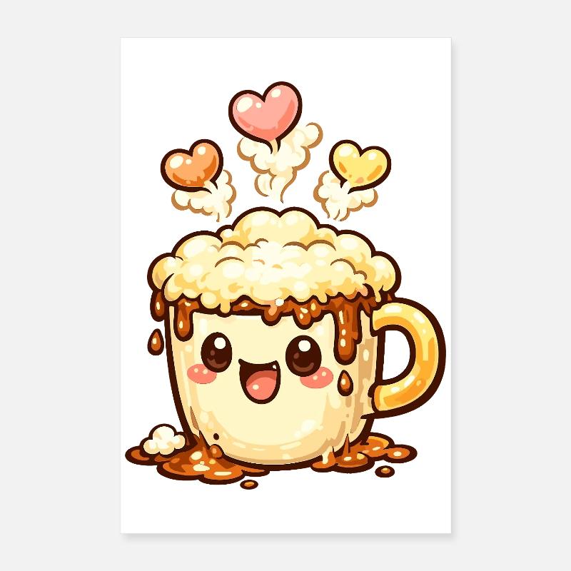 Coffee Smile Latte Mug Heart Poster 16" x 24" (40x60 cm)