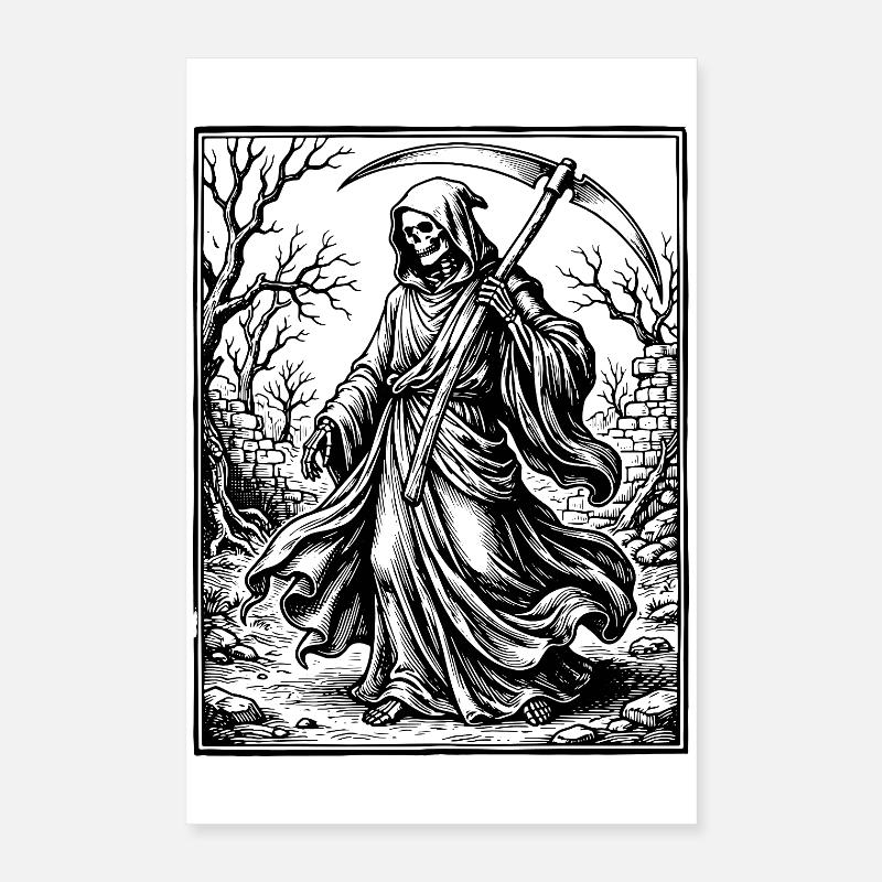 grim reaper gothic illustration Poster 16" x 24" (40x60 cm)