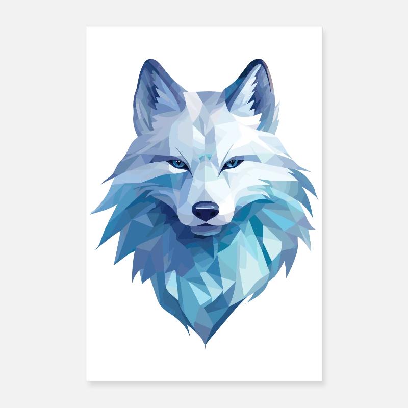 Polarfuchs im Polygon Stil Poster 40x60 cm